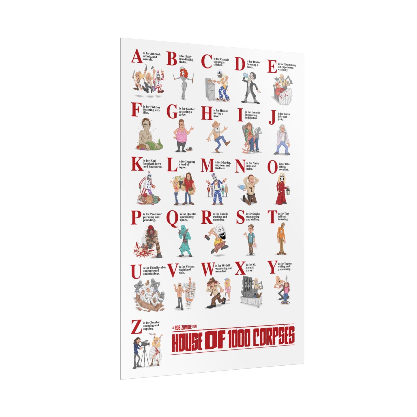 Z Is For Zombie Poster - Rob Zombie's House Of 1000 Corpses Learning To Spell - 24" x 36"